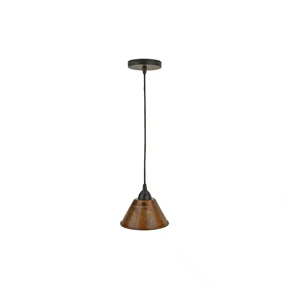 1-Light Hammered Copper Ceiling Mount Cone Pendant