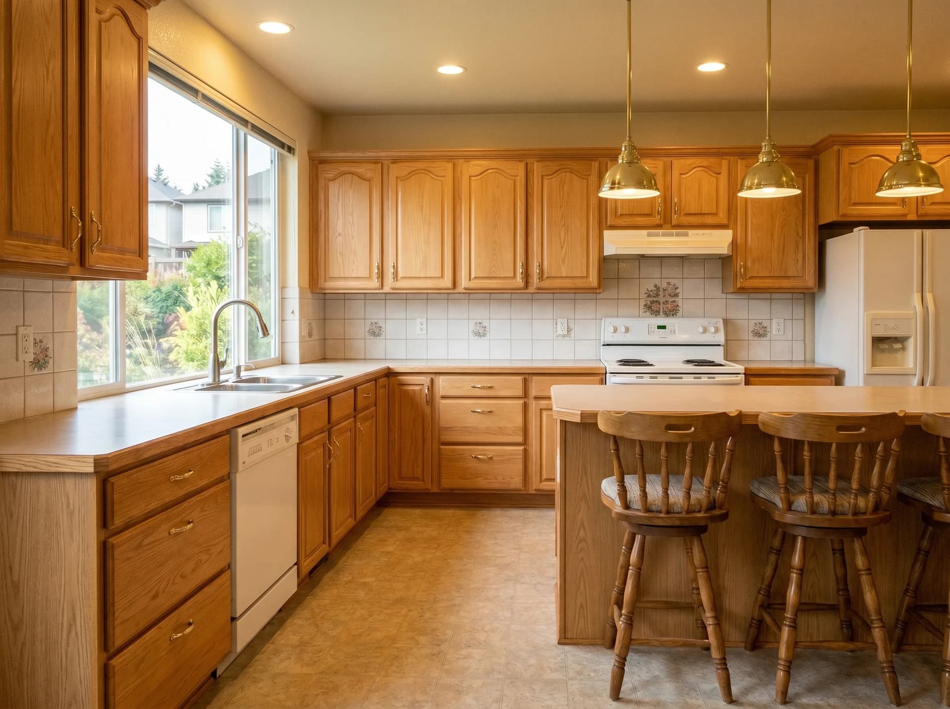 The original dated kitchen listing photo before remodeling.
